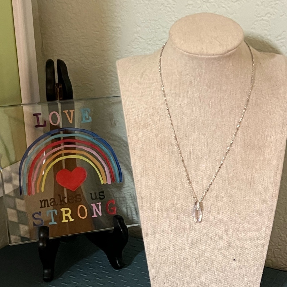 Kendra Scott Silver Necklace with Clear Pendant